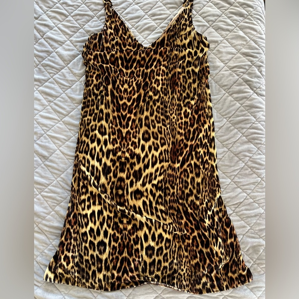 Oksana Kosareva Slip Spaghetti Strap Dress Cheetah Leopard